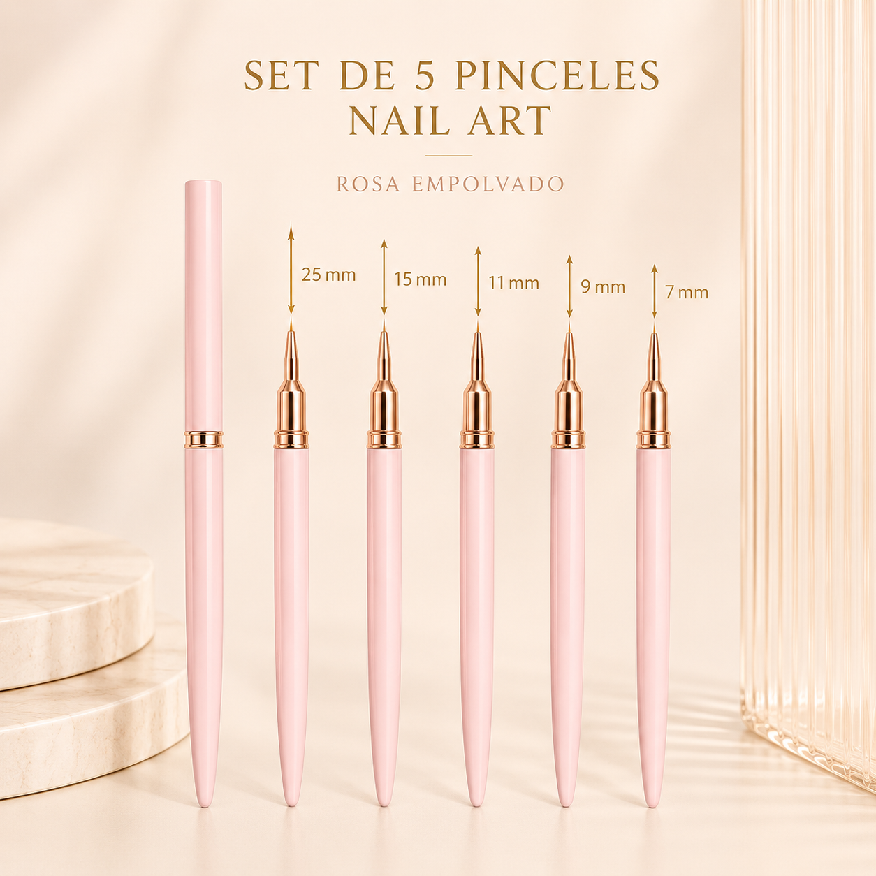 Pincel para uñas Set Profesional de 5 Pinceles
