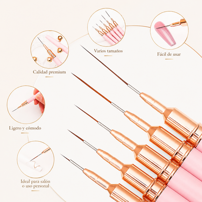 Pincel para uñas Set Profesional de 5 Pinceles