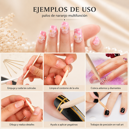 Palos de Naranjo para Manicura y Pedicura