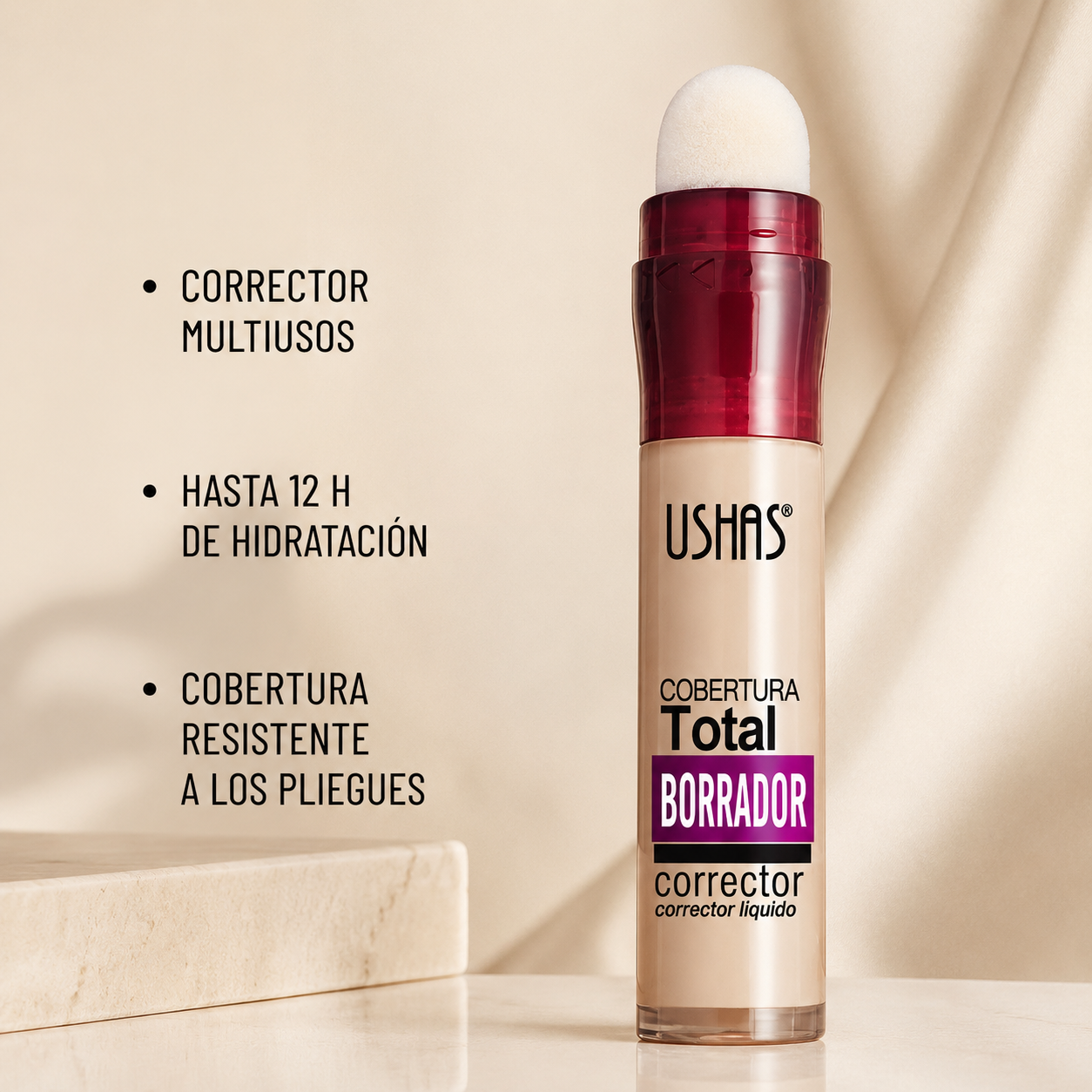 Corrector Líquido de Alta Cobertura para Ojeras e Imperfecciones