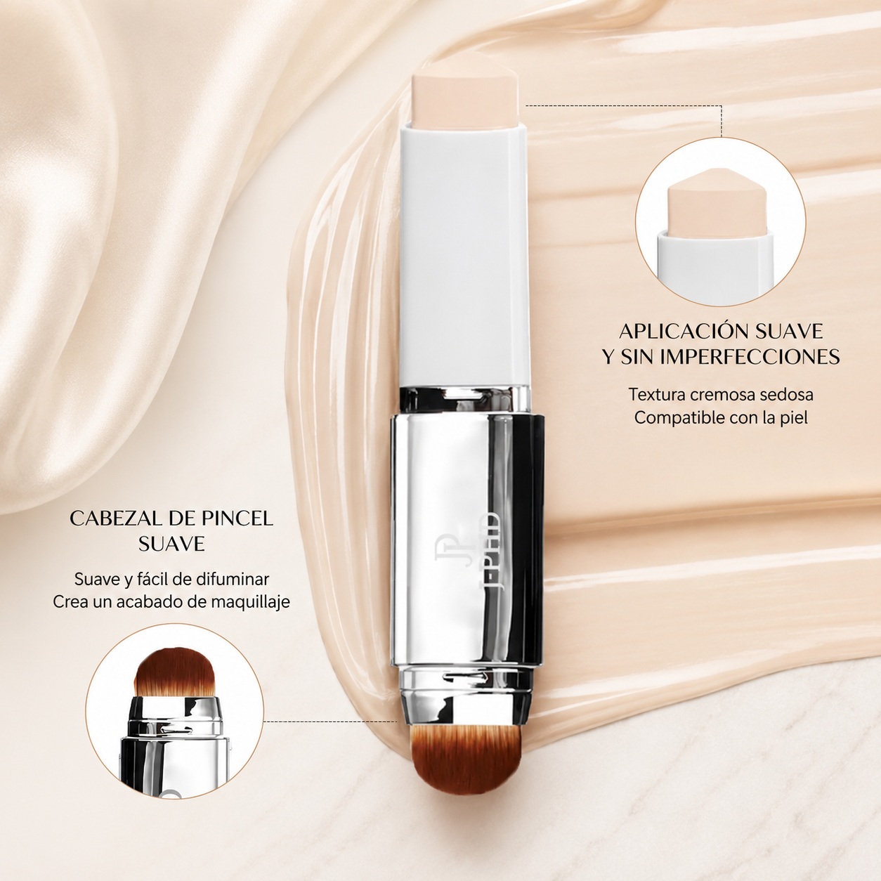 Base de Maquillaje 2 en 1 con Brocha Aplicadora