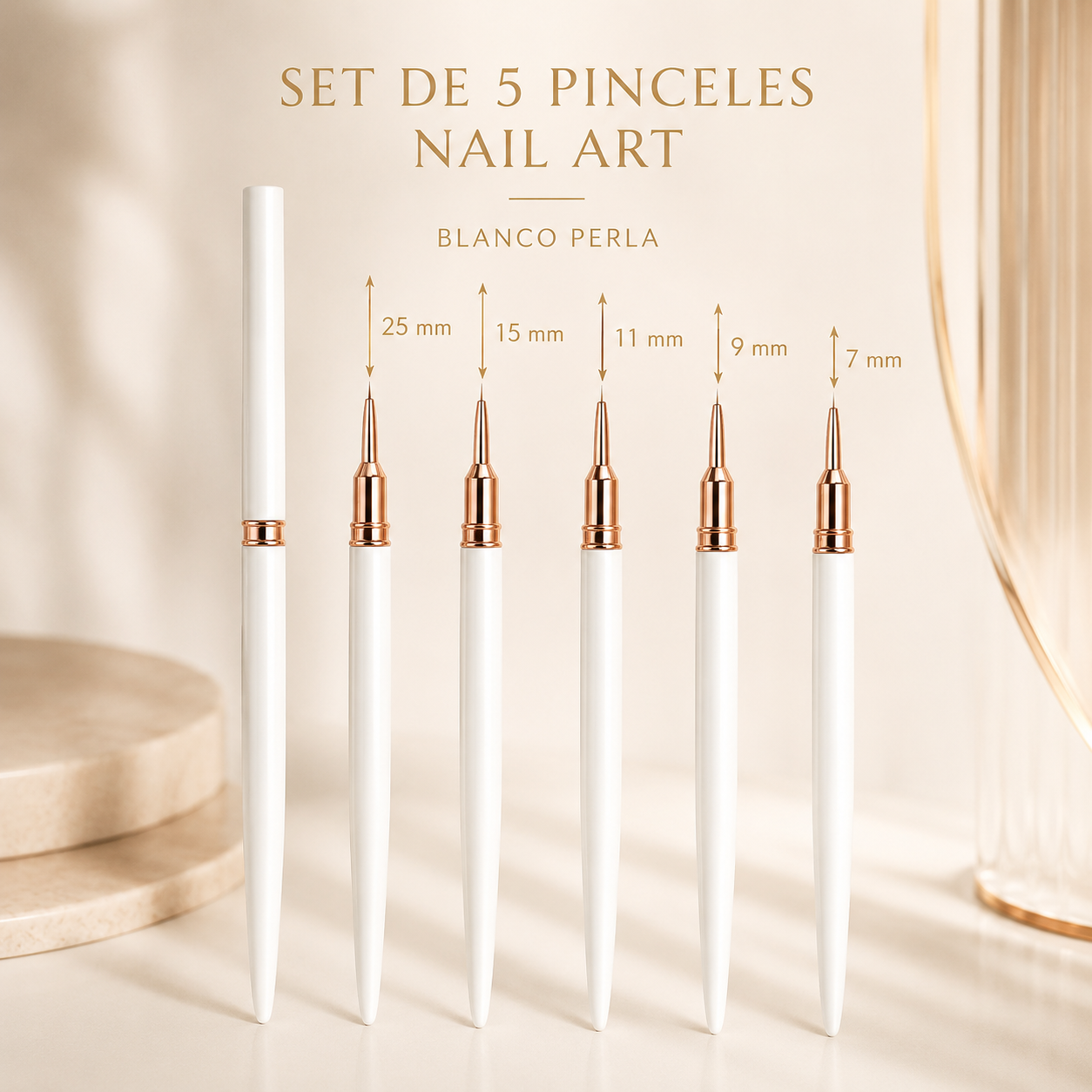 Pincel para uñas Set Profesional de 5 Pinceles