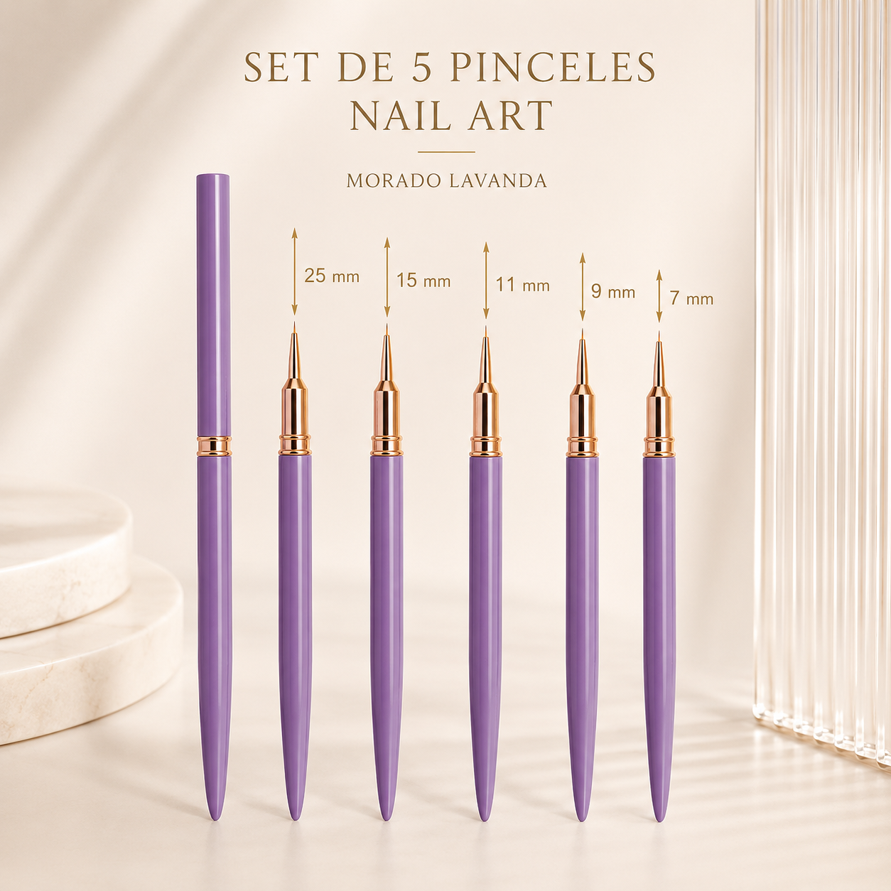Pincel para uñas Set Profesional de 5 Pinceles